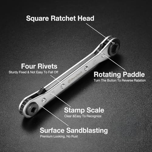 Image of DURATECH 4 IN 1 HVAC Service Wrench, 3 /16 inch, 1 /4 inch, 5 /16 inch, 3 /8 inch, Air Conditioning & Refrigeration Equipment, Hex Bit Adapter (Pack of 2)