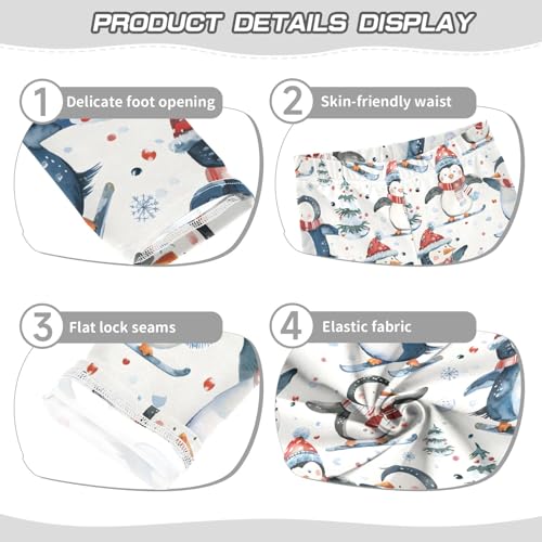 Girls' Athletic Leggings Ankle Length Yoga Dance Pants Kids Teen 4T Watercolor Penguin Snowman3