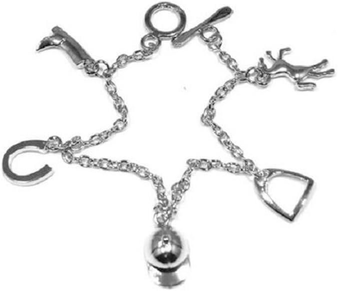 Silver Coloured Horse Riding Charm Bracelet