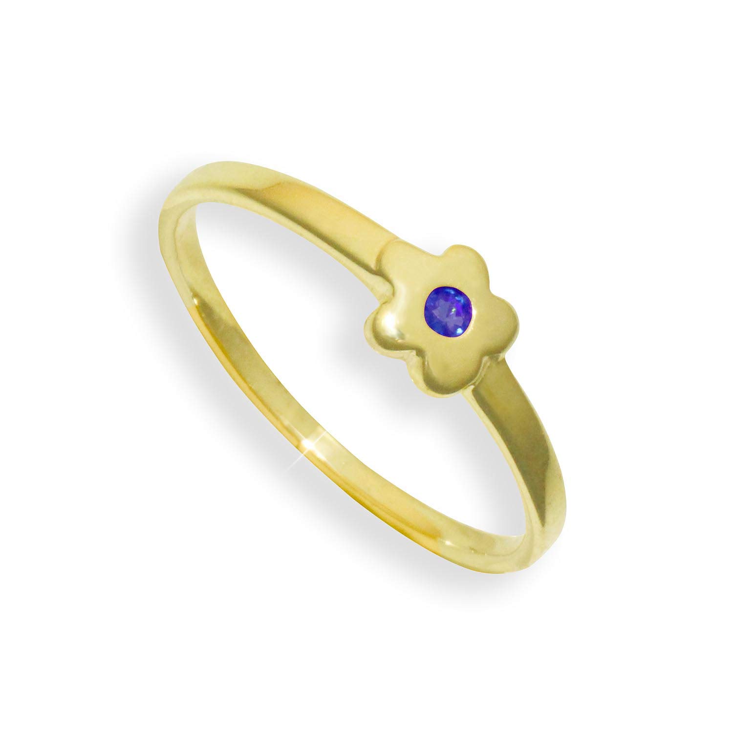 Kinderring Blume mit Saphir Safir 14 Karat Gold 585 Ringweite 52 (Ø 16.6mm) Art.850025