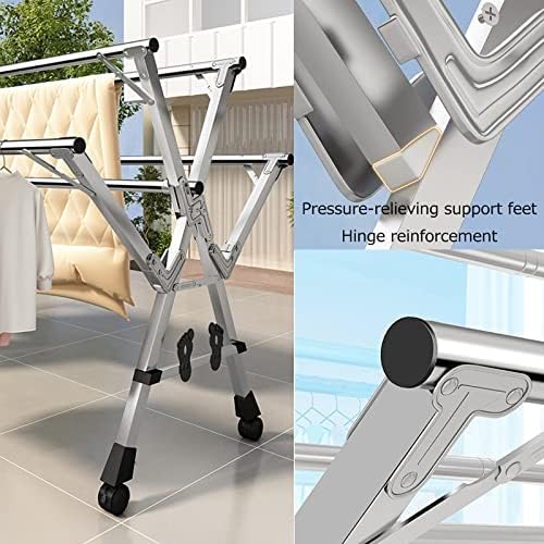 Foldable Space-Saving Clothes Rack Floor-Standing Clothes Rack Tripod,Clothes Drying Rack Tripod Portable Foldable Space Saving Laundry Drying Rack，Collapsible Laundry Drying Rack with Wheel