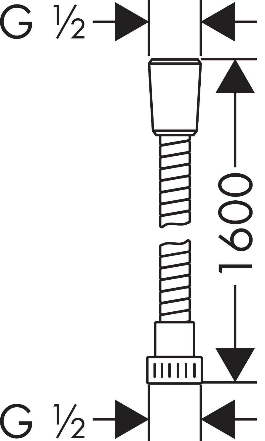 hansgrohe Metaflex - flexo de ducha universal 1,60 m, sistema anti-torsión, manguera de ducha flexible y resistente a las torceduras, incl. juntas, cromo, 28266000
