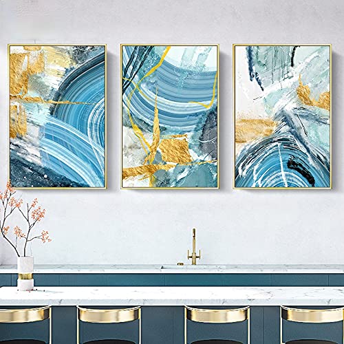 Impression peinture salon luxe | Triptyque abstrait moderne 60x90cm haute définition
