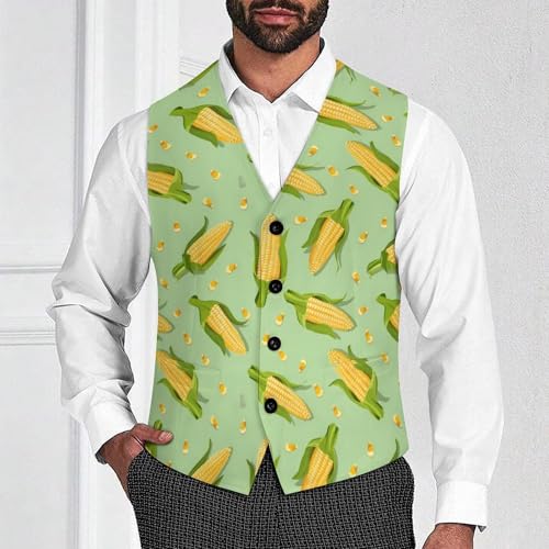 Fresh Corn Men's Suit Vest Waistcoat Vests Formal Dress with 2 Pockets for Business Casual Tuxedo2