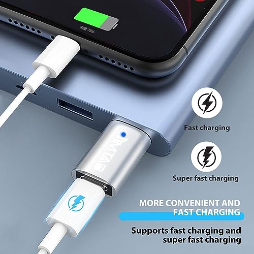 Image of JIMTAB USB to USB C Converters (Aluminum Alloy 4 Pack), USB C to USB Chargers Adapter USB 3.0 with Blue Light Super High-Speed Data Transfer & Fast Charging for PC /Tablet /iPad /Laptop /MacBook