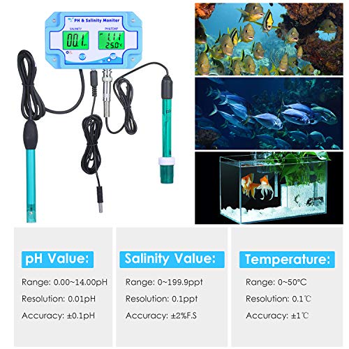 Moniteur de qualité de l'eau 3-en-1 PH salinité Temp HUIOP - 5