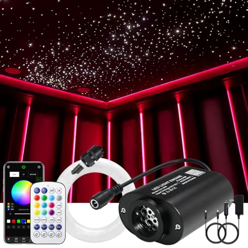 Image of AKEPO 6W Extremely Mini Twinkle Fiber Optic Starlights Headliner Lights Kit | 550pcs 13.1ft /4m End Glow Strands Music Activated APP&Remote Control Star light Kit for Car /Home Star Ceiling