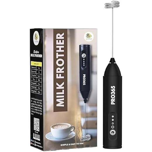 PRO365 Quick Charge Portable 3-Speed ??USB Electric Frother Dual Spring Stirrer Stainless Steel for Lattes, Creamy Drinks, Coffee, Milkshakes (1 Year Replacement Warranty)
