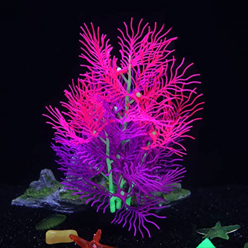 LPFLASAT Aquarium Decorations Glowing Silicone Ornament for Tank Landscape Decor - Betta Fish Tank (Purple)