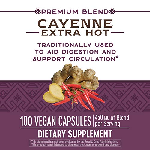 Nature's Way Premium Blend Cayenne Extra Hot 450 Mg Of Blend Per Serving 100 Vcaps (Packaging May Vary) #TOP1