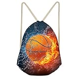 FOR U DESIGNS Sackpack Drawstring Bags Sack 3D Fire and Water Basketball Light-Weight Polyester Backpack