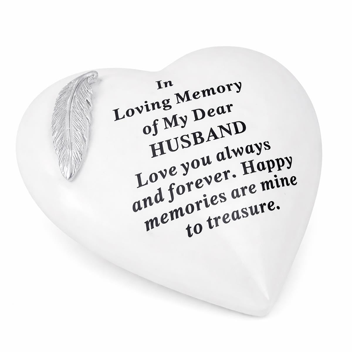 Yöl White Angel Memorial Heart Plaque Memorial - Garden Graveside Ornament Memories - Water Resistant - Remembrance Sympathy Tribute - Thoughtful Keepsake Husband