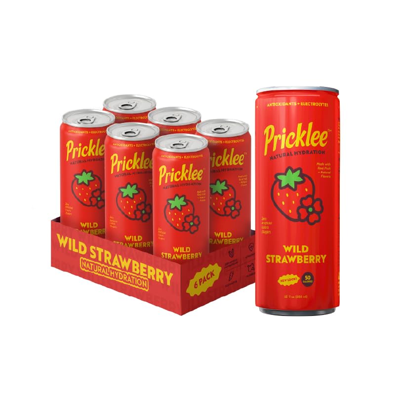 Pricklee Natural Hydration Drink – Prickly Pear, Wild Strawberry, Tropical Mango – Electrolytes + Antioxidants, Low Sugar, No Artificial Sweeteners – Non-Carbonated, Caffeine-Free – Cactus Water-Based (12 oz cans, 6 pack, 2 each)