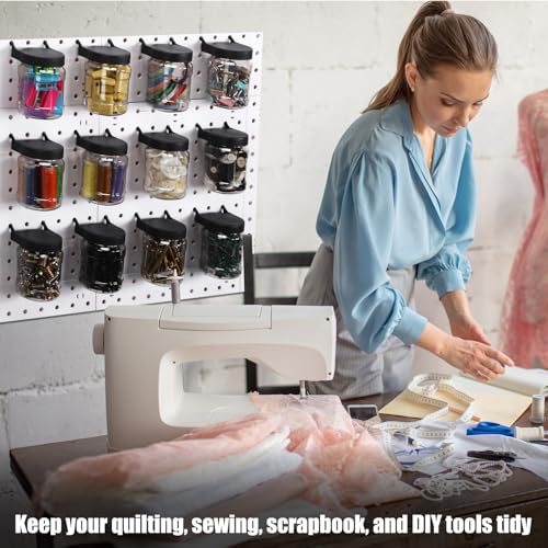 Image of Unittype 20 Set Pegboard Organizer Accessories Peg Boards Jars with Lids Plastic Pegboards Bins Storage Containers Clear Peg Board Wall Organizer for Garage Sewing Office Home Supplies(Clear Black)