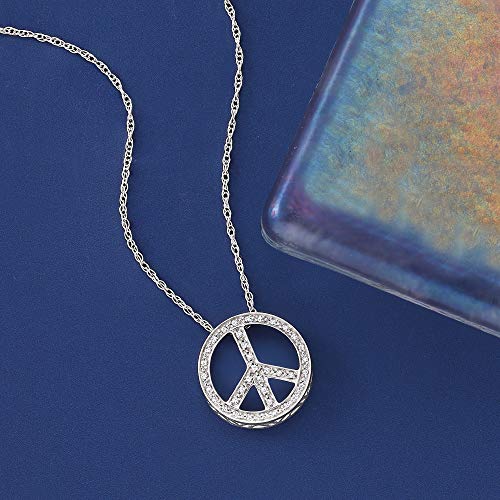Ross-Simons 0.10 ct. t.w. Diamond Peace Sign Pendant Necklace in Sterling Silver3