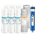 Membrane Solutions 5 Micron 10" x 2.5" PP Sediment Filters (Pack of 6), Carbon Block Filters (Pack of 2) and 50 GPD RO Membrane