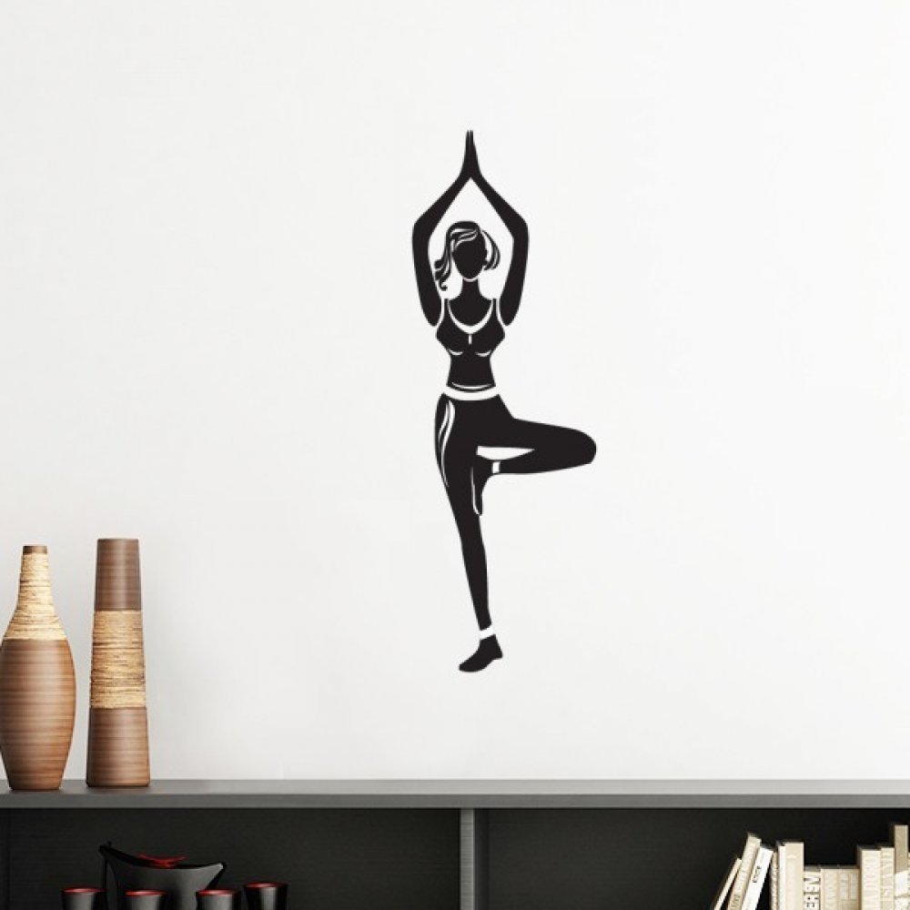Sticker mural yoga noir de 50cm pour creer un coin meditation zen