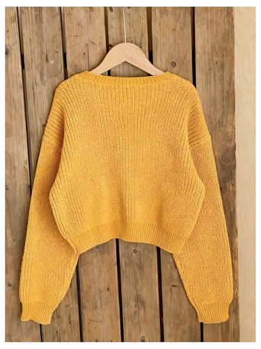 Image of BEAUDRM Girl's Cute Bow Sweater Crew Neck Long Sleeve Drop Shoulder Loose Pullover Tops