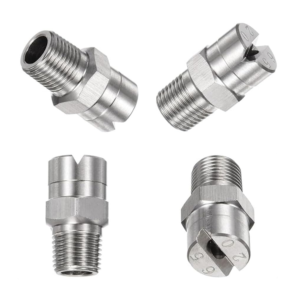 Boquilla for hidrolavadora, boquilla de abanico plano 65 grados, acero inoxidable 304, rosca macho BSPT 1/8-1/2", múltiples aperturas, paquete 5 o 10(No.15: 1/2 (2.4 Mm Aperture),5pcs)