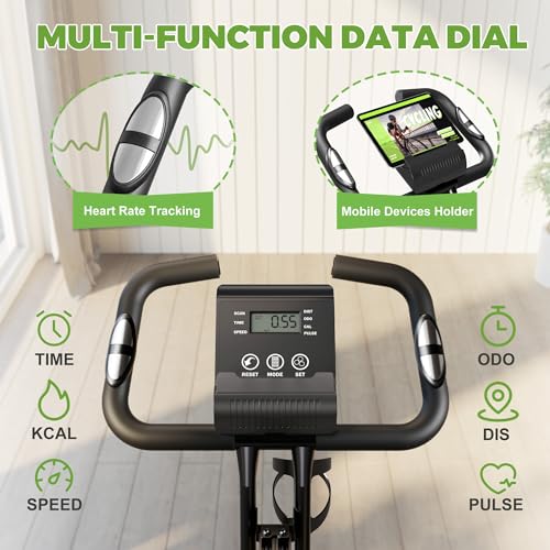 Image of Caromix Folding Exercise Bike, 5 in 1 Stationary Bike with 16-Level Adjustable Magnetic Resistance, 330LB Capacity Indoor Workout Bike, Foldable Exercise Bike for Seniors and Adult