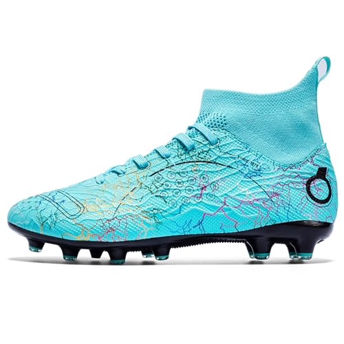 Image of Men's Soccer Shoes High-Top Soccer Cleats Outdoor Breathable Athletic Professional Spikes Youth Boys Football Shoes Unisex