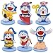 Doraemon dekoracja tortu mini figurki, Hilloly 6 szt. anime topper na tort figurki akcji, dzieci dekoracje na tort urodzinowy przyjęcie artykuły upominkowe ozdoby krajobraz model lalka kolekcja prezent zabawki dla dzieci