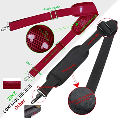 Image of ZINZ Shoulder Strap 78 inch Universal Handbag Strap with Ultra-thick Fixed Padded and Dual Balanced Adjustable Buckles Shoulder Crossbody Strap for Briefcase Messenger Bag Laptop bag Luggage,Red