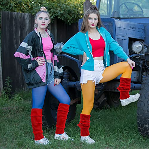 Image of ONUPGO Leg Warmers for Women 80s Party Accessories 80s Neon Knit Ribbed Leg Warmers Girls Junior Winter Leg Warmers Socks