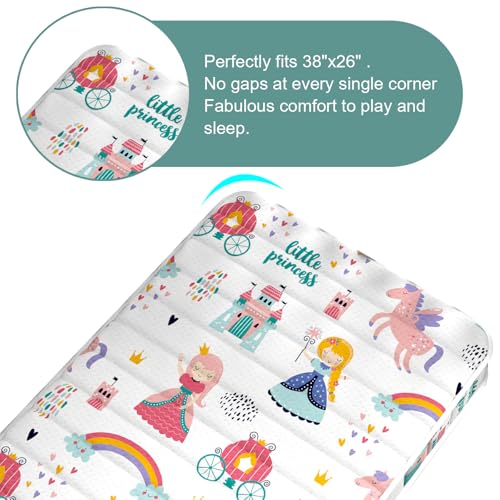 Image of 3 Inch 38 inch Lx26 W Play n Go Mattress, No Gaps Edge Reinforcement High Density Foam, Odorless and Steady, Certipur-us and Oeko -tex Certified, Princess