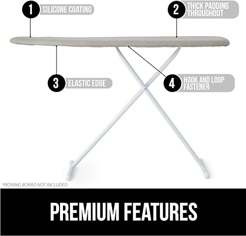 Miniatura 2 de Gorilla Grip Cubierta de silicona para tabla de planchar y linterna táctica de mano tamaño de tabla de planchar 15 x 54 pulgadas plata borde