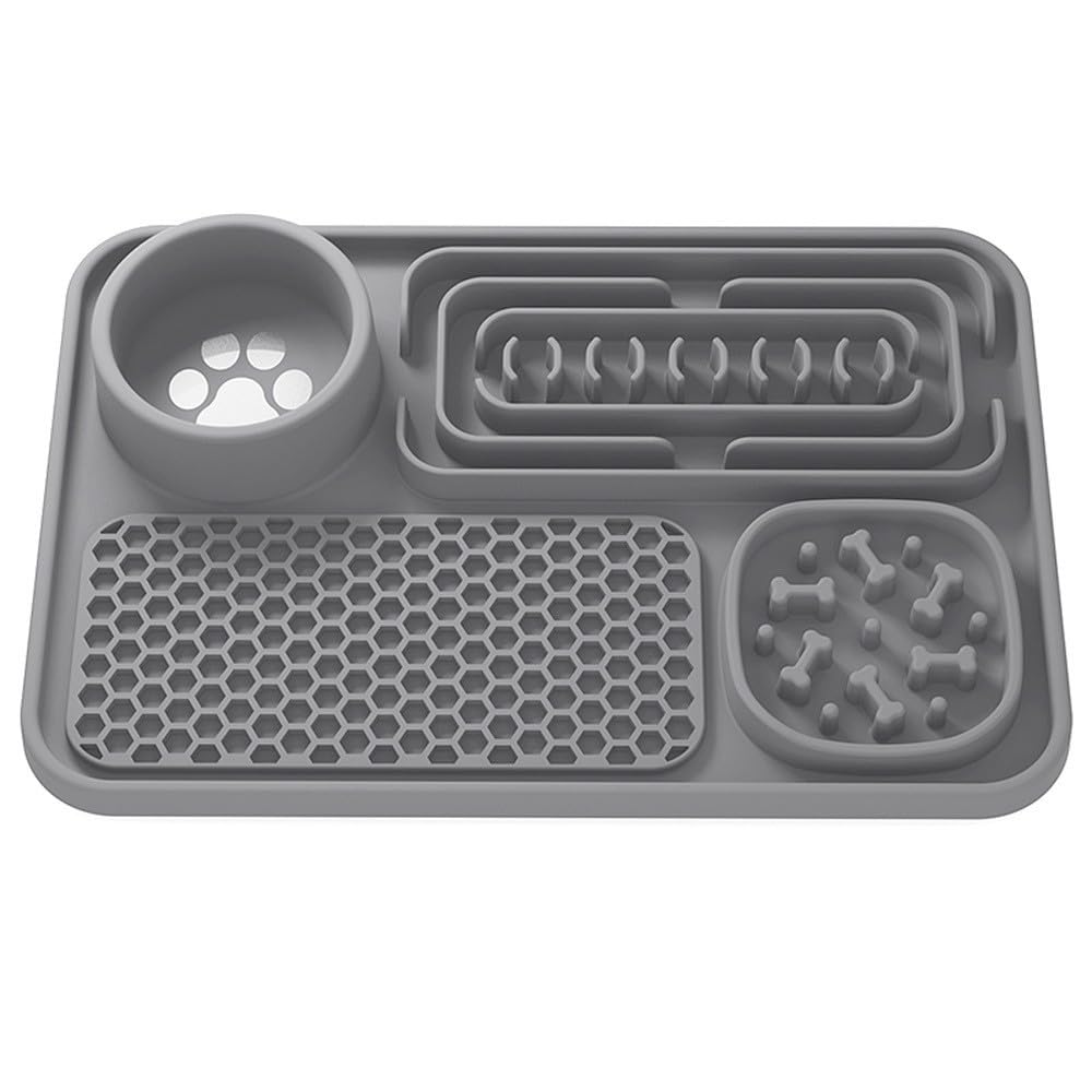 4-in-1 Silicone Slow Feeder Mat Dogs Cats Anti Slip Anxiety Feeding Tray — image 1