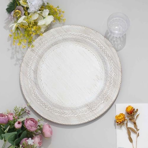 Platos Blancos Rústicos de Plástico 13" Pack x6 miniatura 3
