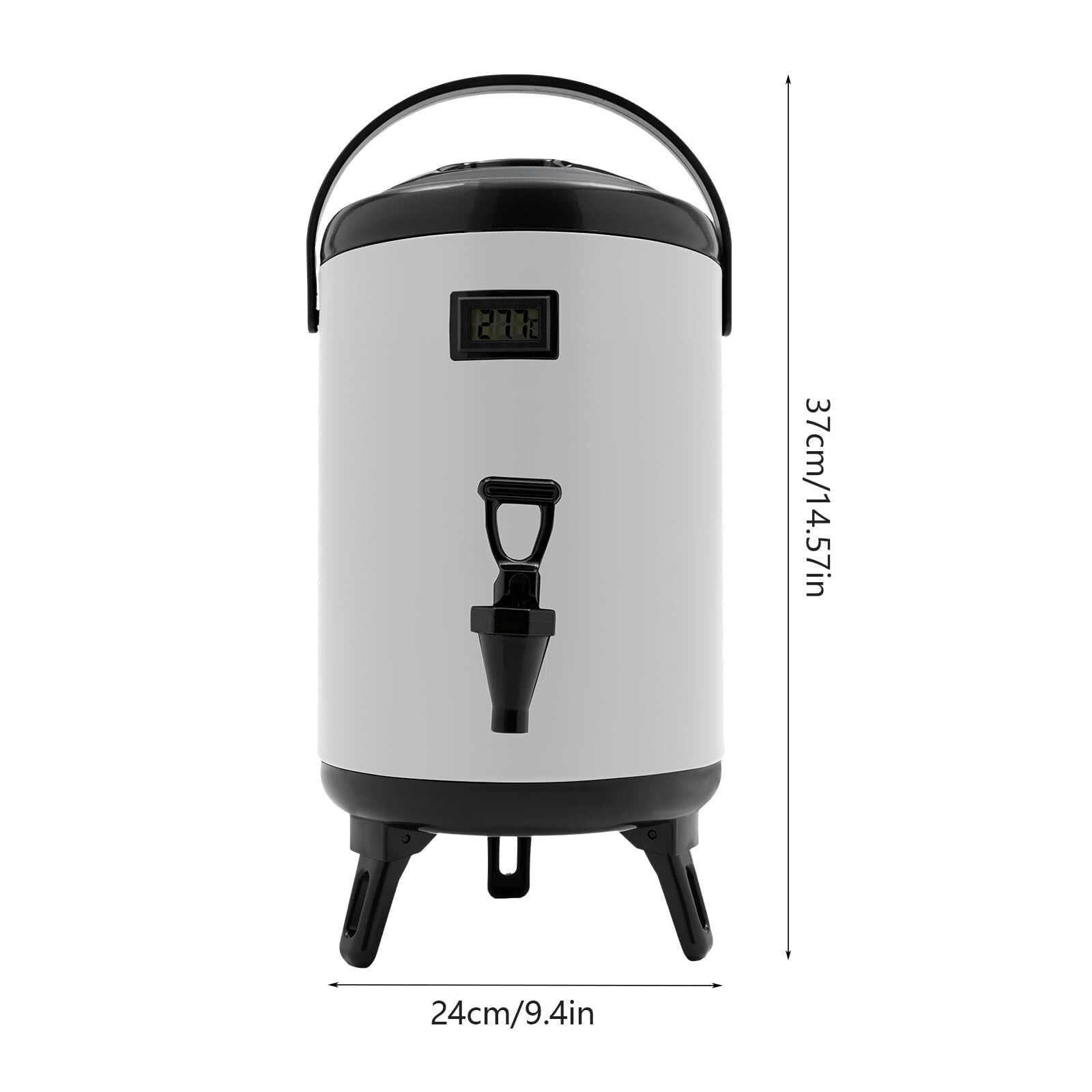 Isolierter Getränkespender, Kaffeeurne mit Zapfhahn und Thermometer, Edelstahl-Getränkespender for Kaffee, Tee, Wasser und Saft(White,2.1 Gal/8 L)