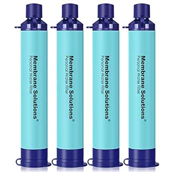 Membrane Solutions Outdoor Camping Water Filter, Drinking Water Filter for 5000 Liters of Filtered Water, Filtration Accuracy up to 0.1 Micron, Removes 99.9999% of E. coli, BPA Free, 4 Pack