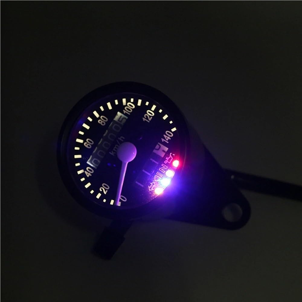 Motorcycle Odometer Gauge DC 12V Universal Motorcycle Tachometer Odometer Dual LED Backlight Night Readable Speed Meter Gauge Motorbike