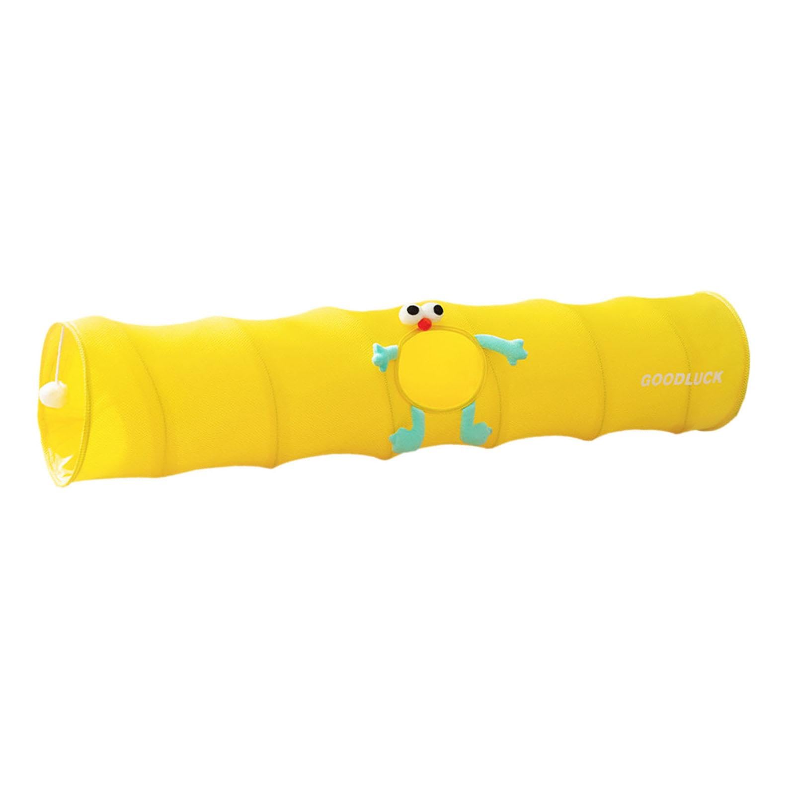 Tunnel pour Chat Tunnel de Jeu Animaux Jouet Chaton Interactif avec Boule Suspendue Conçu en Tissu Pliable Respirant Idéal pour Lapins Chiots Hamsters, Jaune S