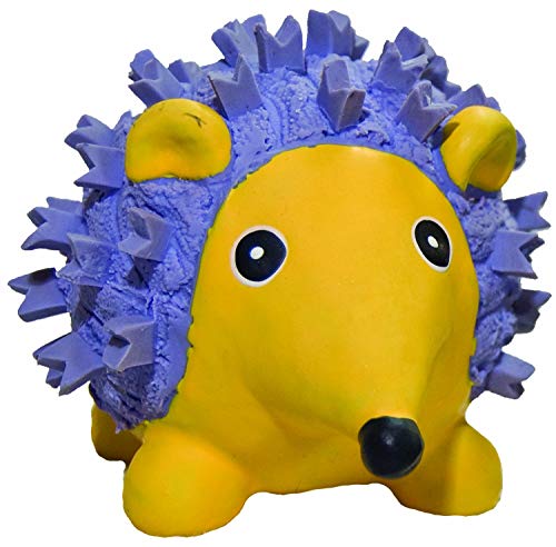 HuggleHounds Ruff-Tex Squeaky Tough Dog Chew Toy All Natural, Hedgehog, Large