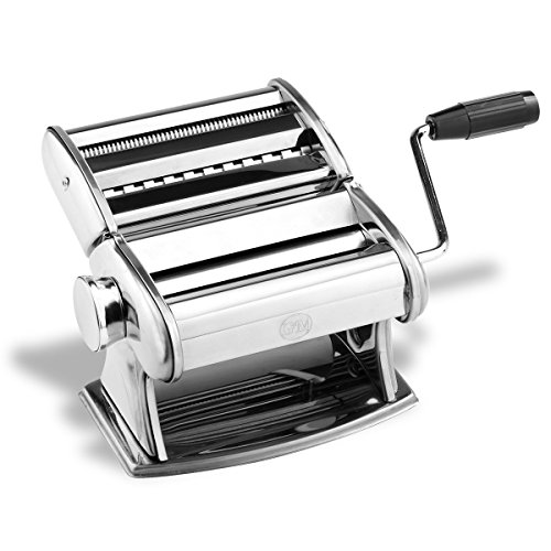 Stainless Steel Pasta Maker Set – Manual Pasta Roller with Hand Crank by G&M Kitchen Essentials