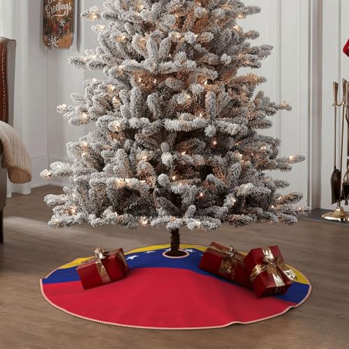 Jupe de sapin de Noël imprimée drapeau Venezuela décoration rustique - 6
