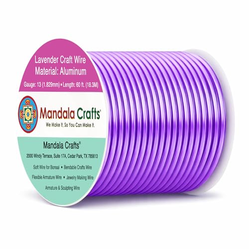 Image of Mandala Crafts 13 Gauge Lavender Anodized Aluminum Craft Wire, 60 FT | Colored, Flexible, Bendable, for Bonsai, Armature, Sculpting, Wire Wrapping, Jewelry Making, Weather & Tarnish Resistant