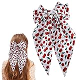 Lazos grandes para el pelo para niñas, pinzas para el pelo con lazo jumbo con cola larga (rojo cereza)