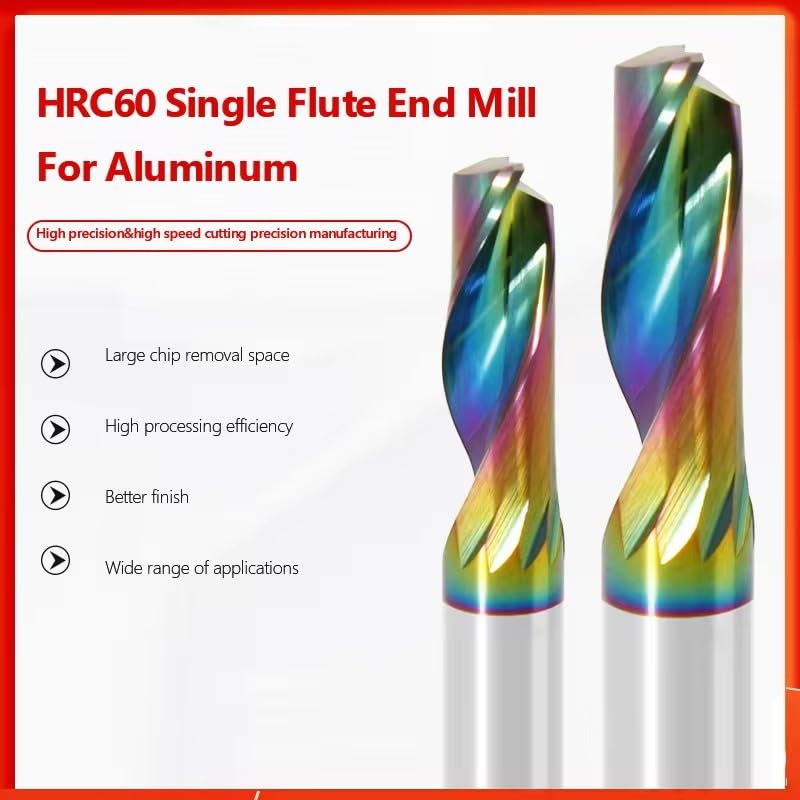 Fresa de aleación, CNC de aluminio DLC del molino extremo espiral la sola flauta que graba tamaños múltiples acrílico madera ACM(10X50X10X100)