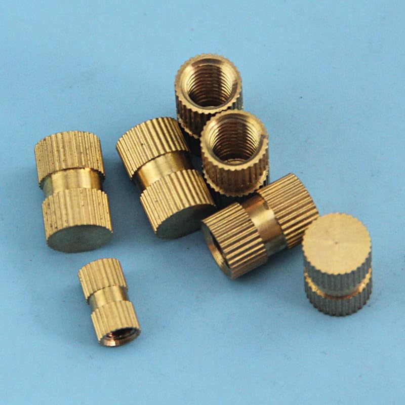 30pcs M4 blind hole single pass knurled nut brass embedded copper knurled nuts injection molding machine sleeves 5-5.1mm OD (Size: M4x6mm OD 5mm)