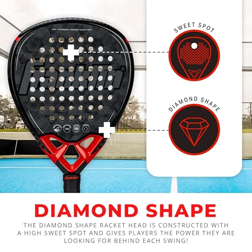 Image of Franklin Sports Padel Racket - Glide - Fiberglass Diamond Shape Padel Racket with Foam Core - 365g - Premium Performance - Blue /Yellow