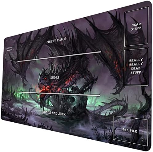 Playmat for MTG Gathering 14" x 24" TCG Play Mat Board Game Trading Card Game Mat(Zombie Dragon)(15)