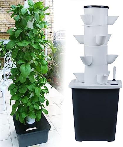 Indoor Hydroponic Tower Garden System - Complete Aeroponics Kit for Growing Herbs, Fruits & Vegetables - Includes Timer, Pump & Net Pots for Home Gardening