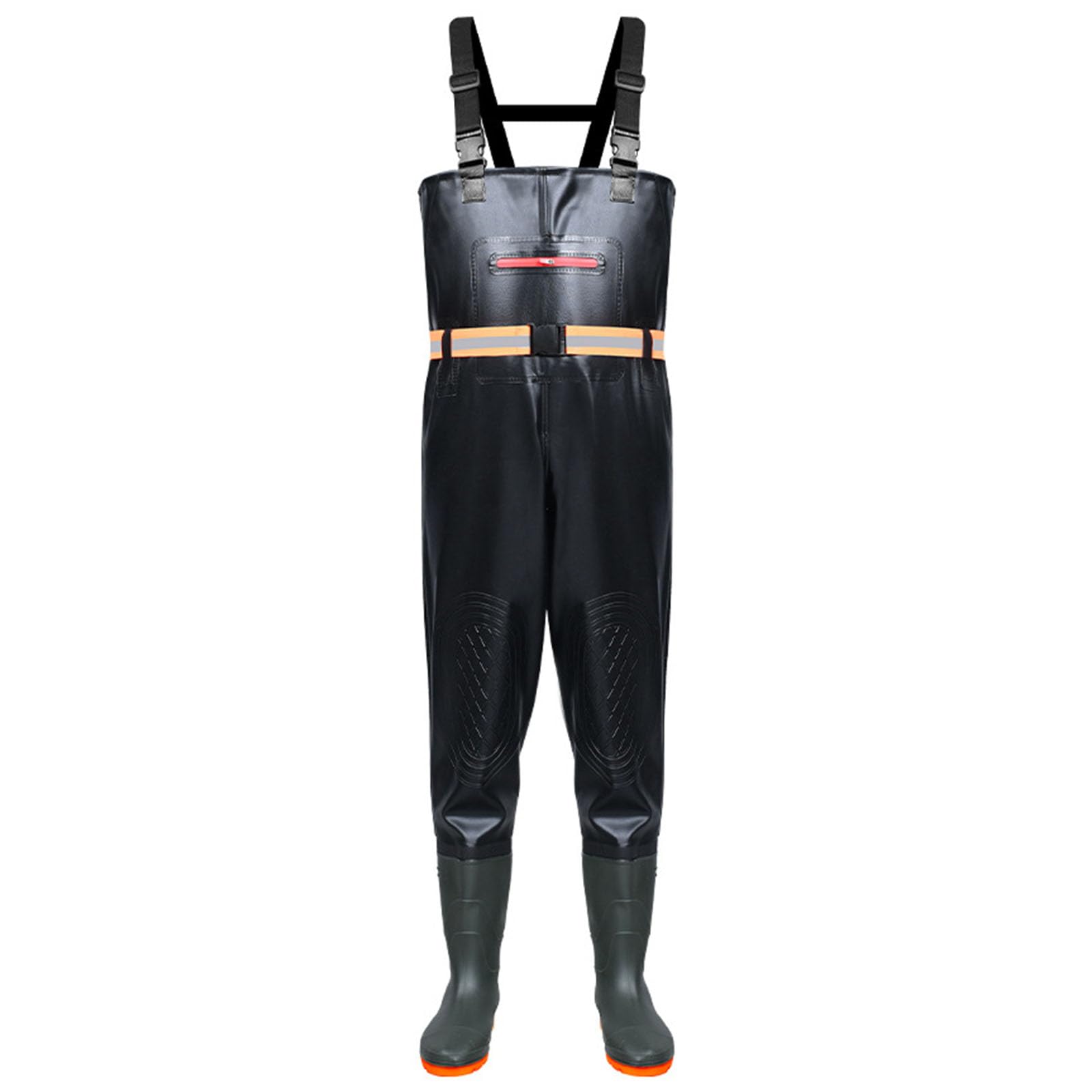 ENEN Fishing Waders for Men Women 36-46 with Boots, Lightweight Waterproof PVC Bootfoot Thigh Wader with Adjustable Suspenders for Fly Coarse Carp Fishing Gardening (Black,45)