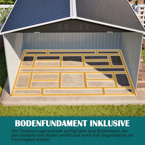 Metalowy domek na narzędzia XXXL 300 x 252 x 191 cm z dachem dwuspadowym – duży domek ogrodowy z drzwiami przesuwnymi i ochroną przed kradzieżą – odporna na warunki atmosferyczne szopa ogrodowa na