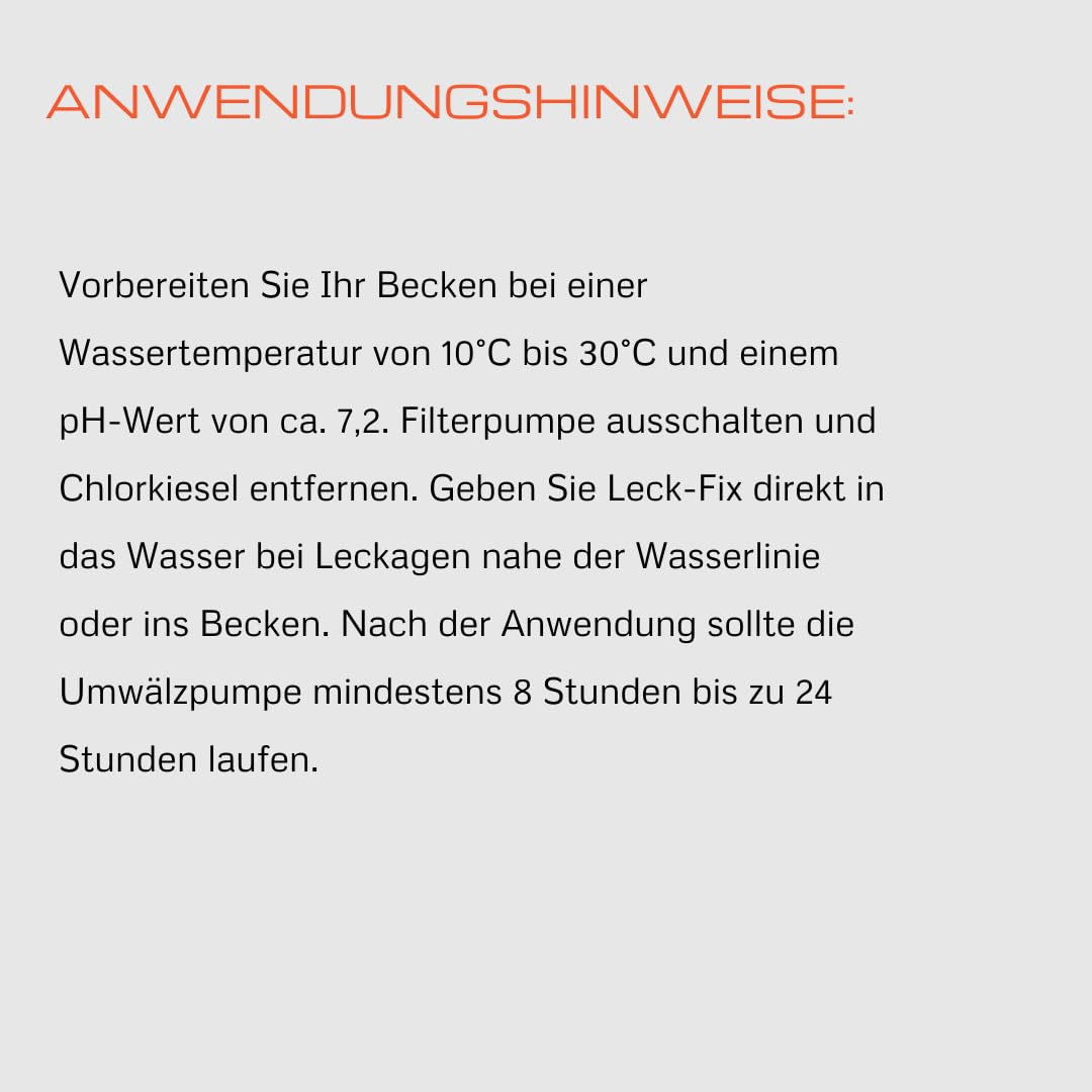 Leck-Fix - 1 Liter - Ihr verlässlicher Helfer gegen Undichtigkeiten in Schwimmbädern und Rohrleitungen