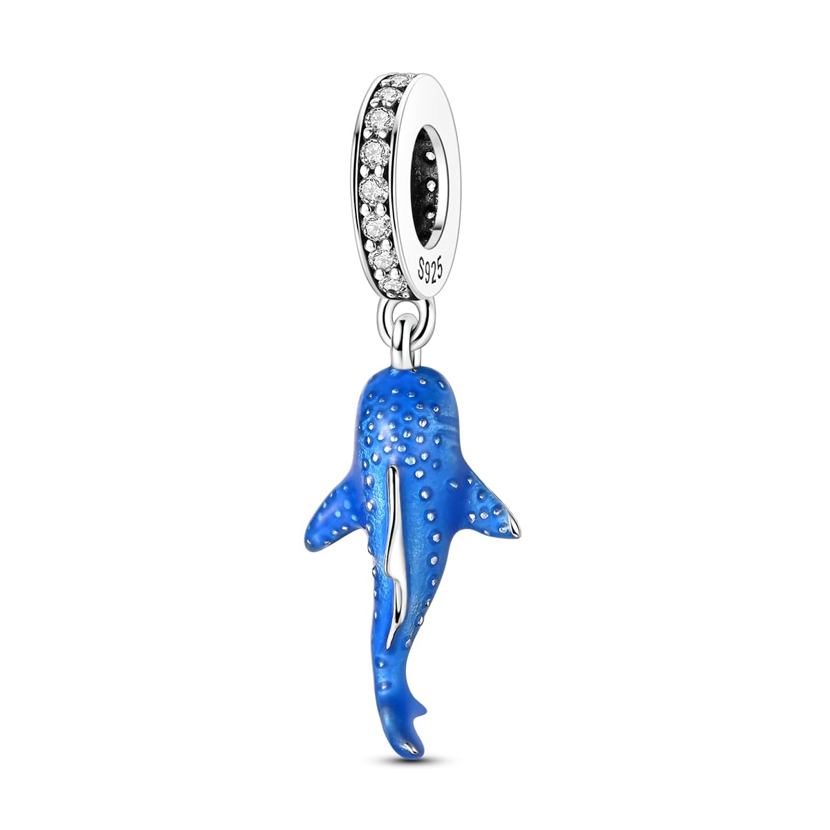 Hapour 925 Sterling Silver Blue Glowing Whale Shark Dangle Charm